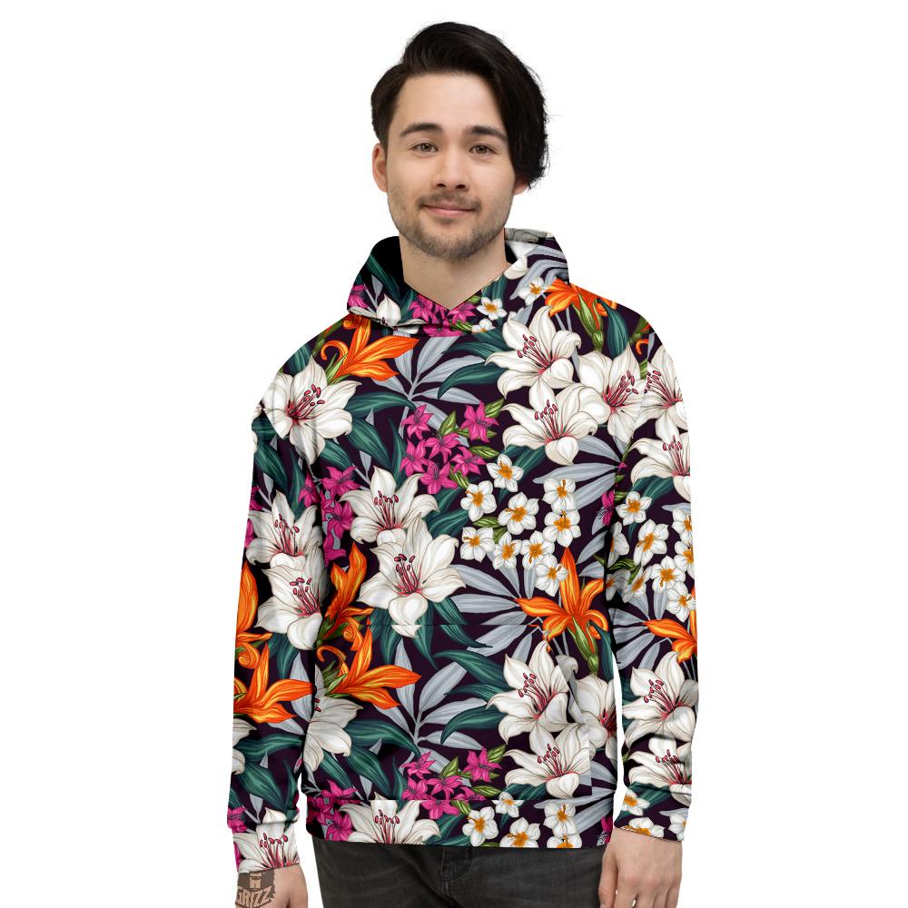 Aloha Flower Tropical Print Pattern Men's Hoodie-grizzshop