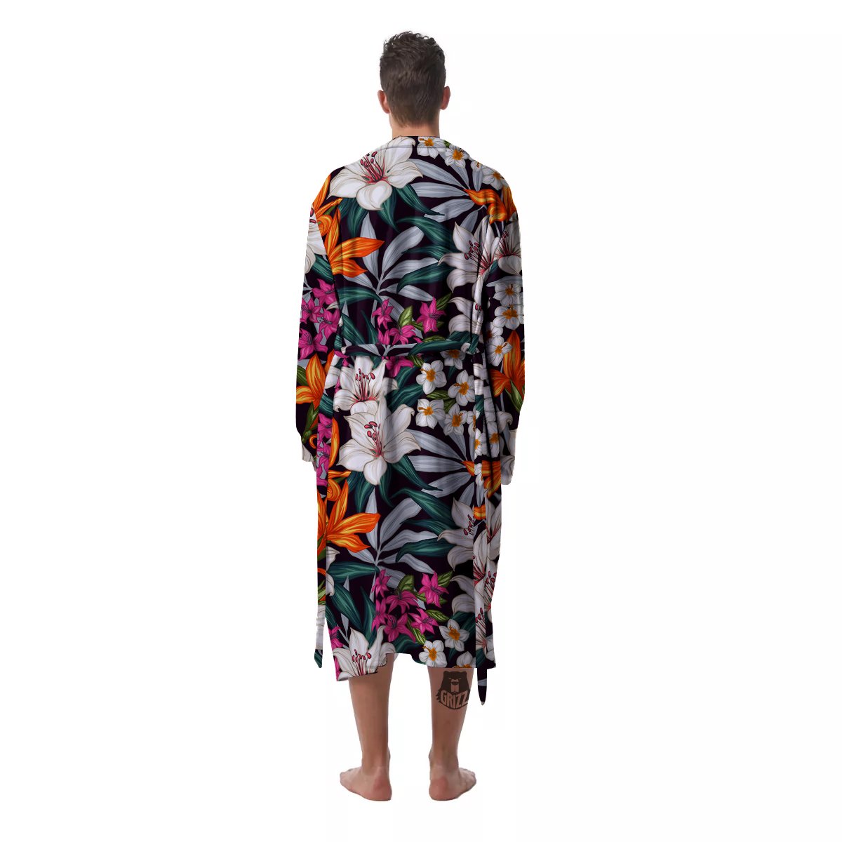 Aloha Flower Tropical Print Pattern Men's Robe-grizzshop