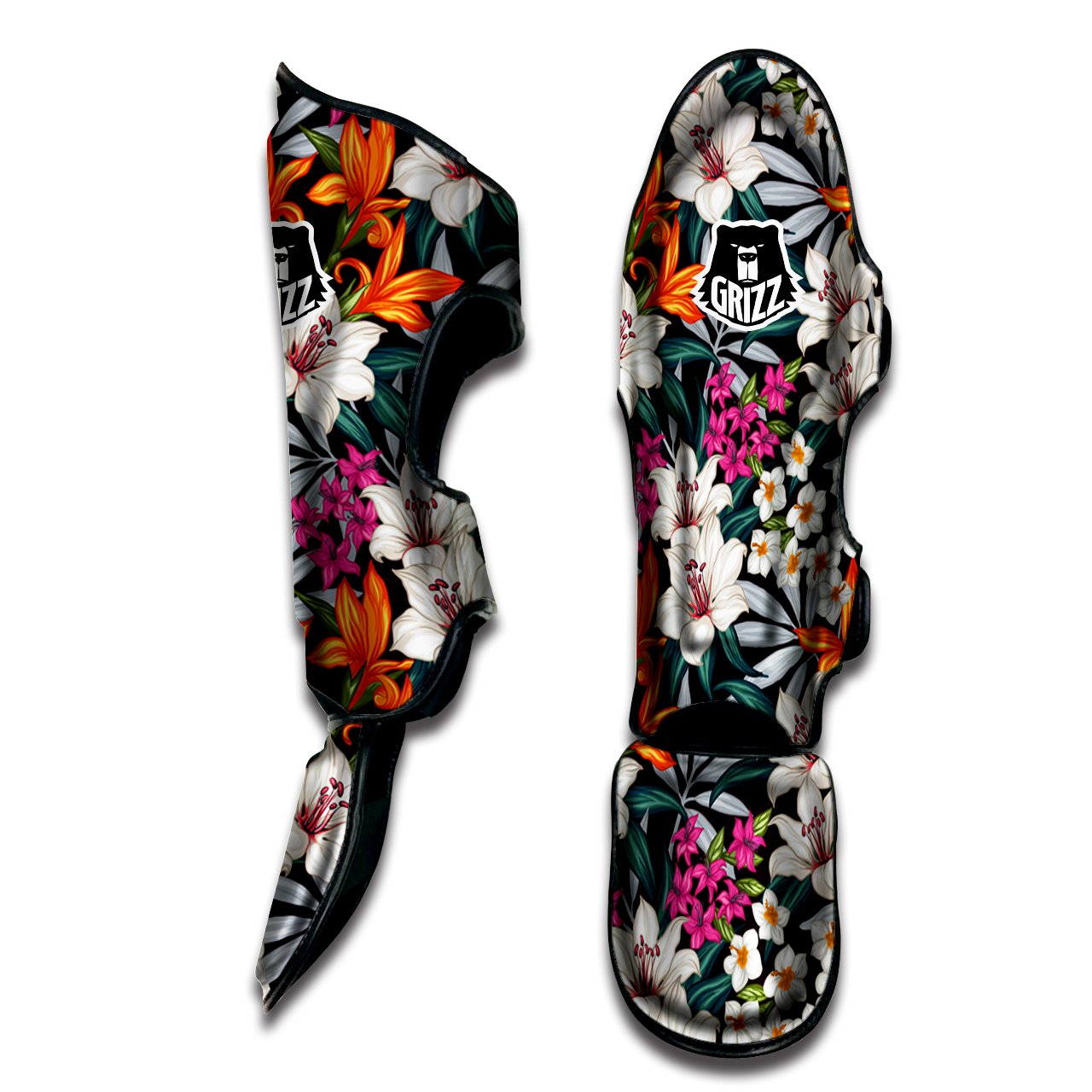 Aloha Flower Tropical Print Pattern Muay Thai Shin Guards-grizzshop