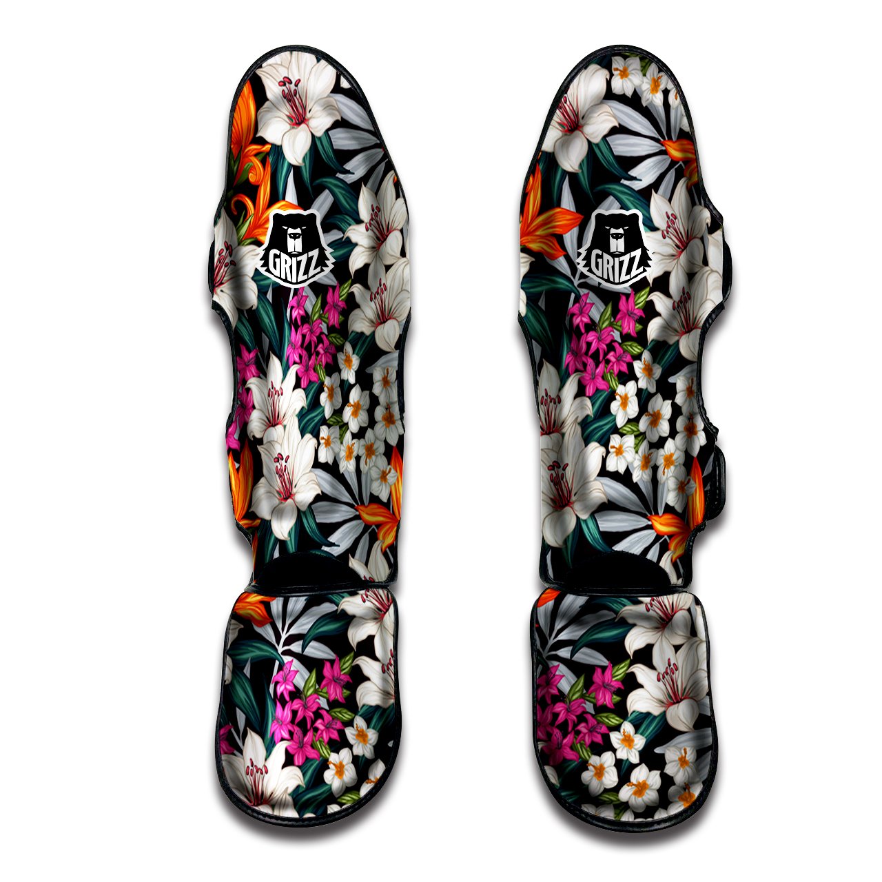 Aloha Flower Tropical Print Pattern Muay Thai Shin Guards-grizzshop