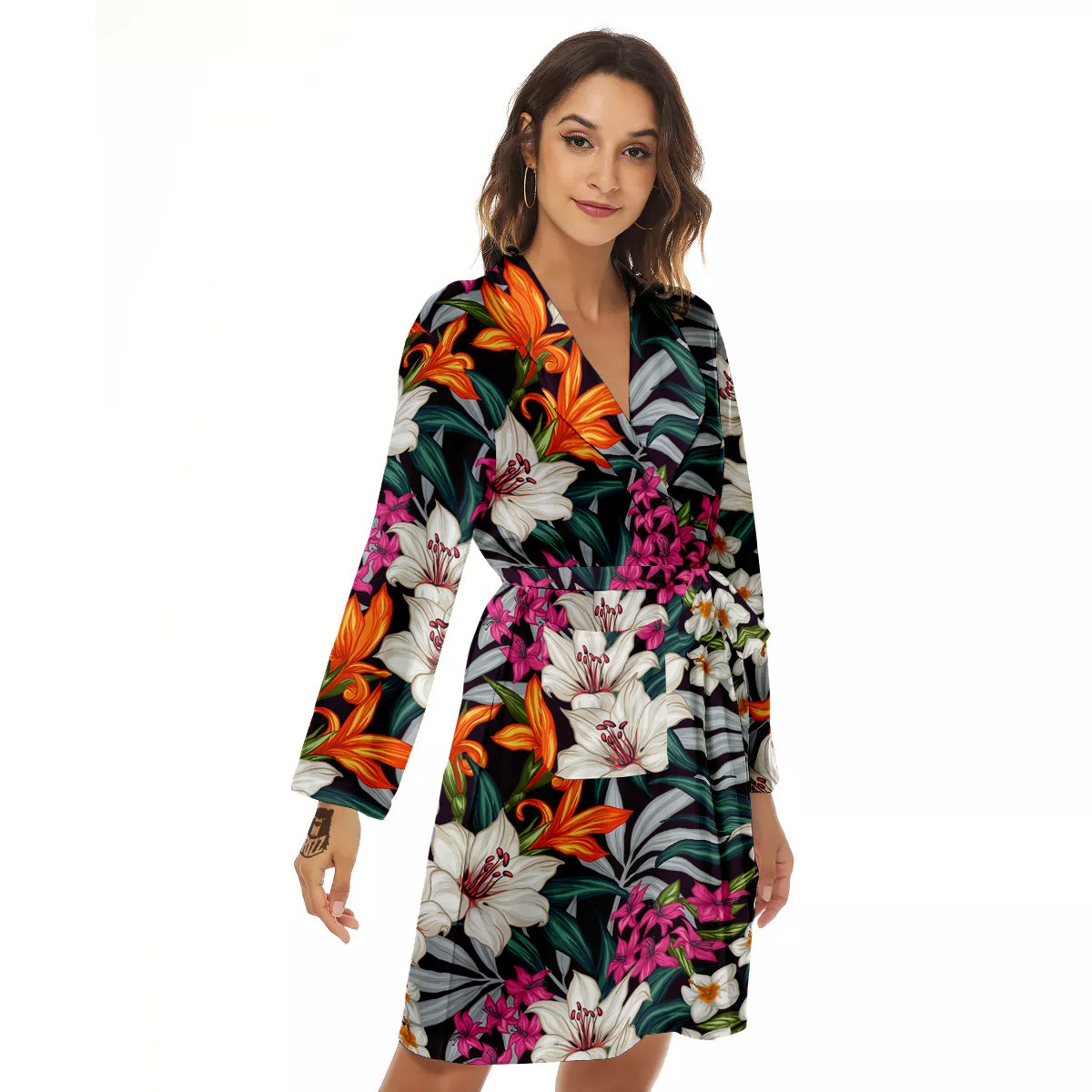Aloha Flower Tropical Print Pattern Women's Robe-grizzshop