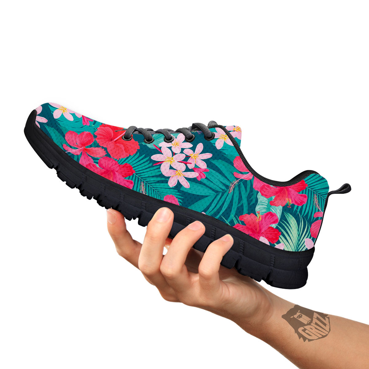 Aloha Hawaiian Flower Print Black Sneaker-grizzshop