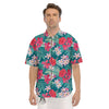 Aloha Hawaiian Flower Print Men's Short Sleeve Shirts-grizzshop