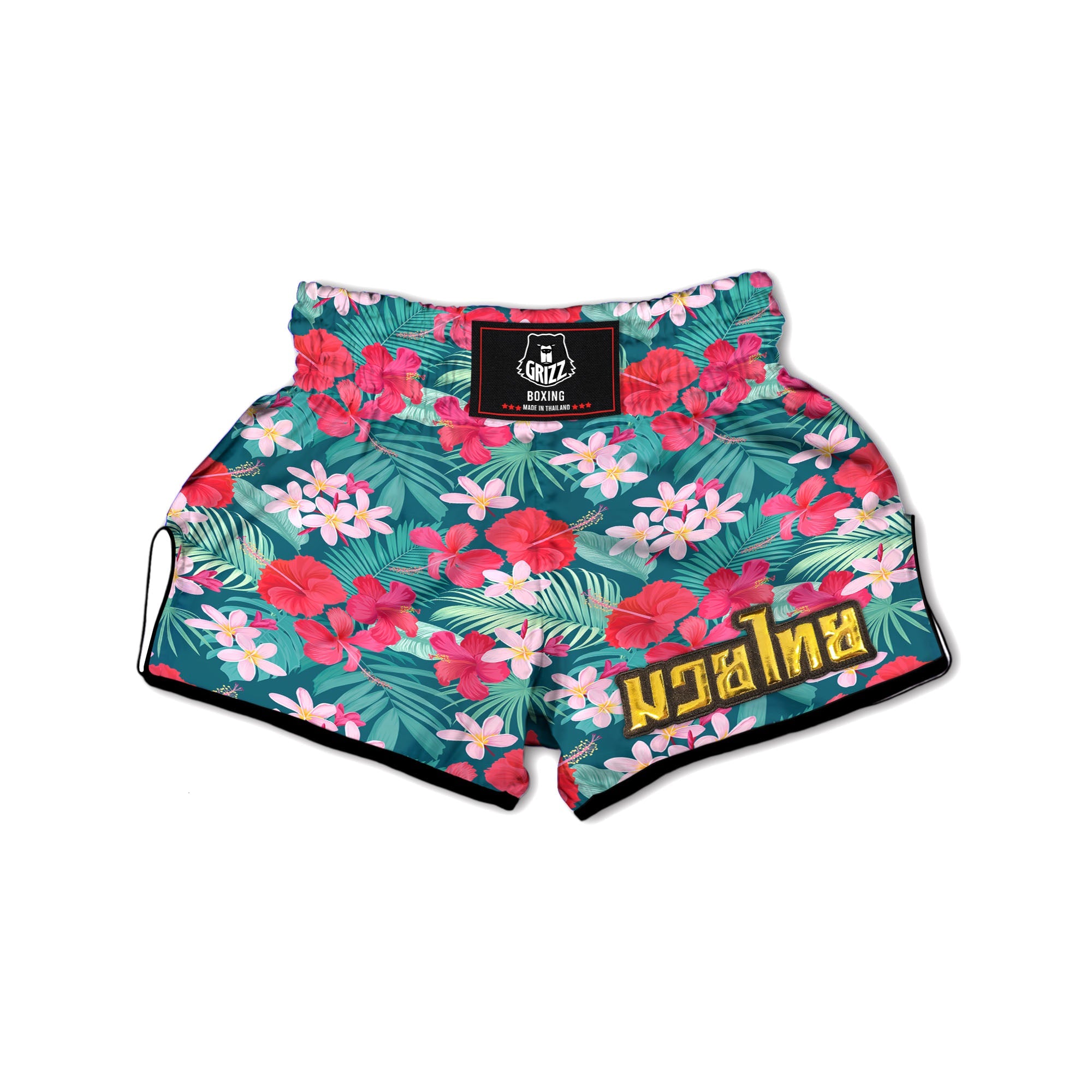 Aloha Hawaiian Flower Print Muay Thai Boxing Shorts-grizzshop