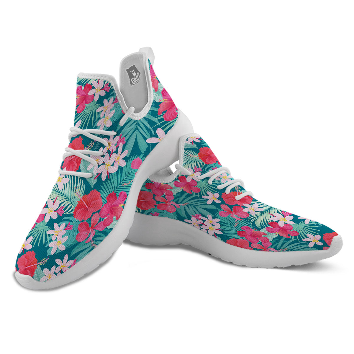 Aloha Hawaiian Flower Print White Athletic Shoes-grizzshop