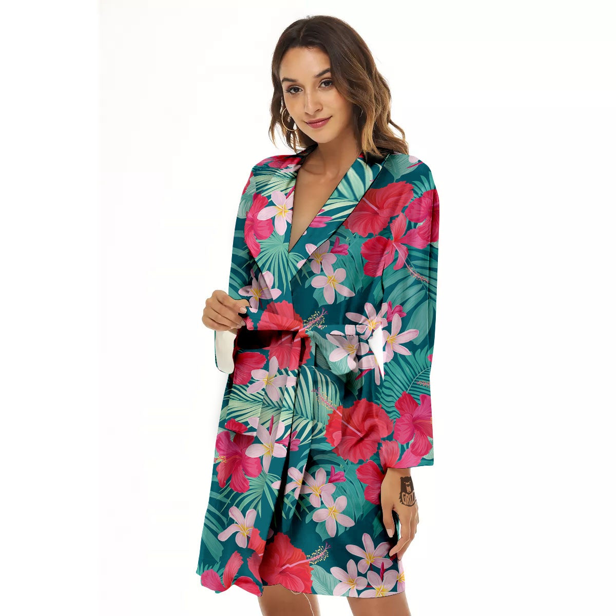Aloha Hawaiian Flower Print Women's Robe-grizzshop