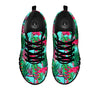 Aloha Hibiscus Hot Teal Pink Print Pattern Black Sneaker-grizzshop