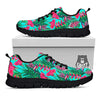 Aloha Hibiscus Hot Teal Pink Print Pattern Black Sneaker-grizzshop