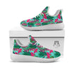 Aloha Hibiscus Hot Teal Pink Print Pattern White Athletic Shoes-grizzshop