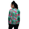 Aloha Hibiscus Hot Teal Pink Print Pattern Women's Bomber Jacket-grizzshop