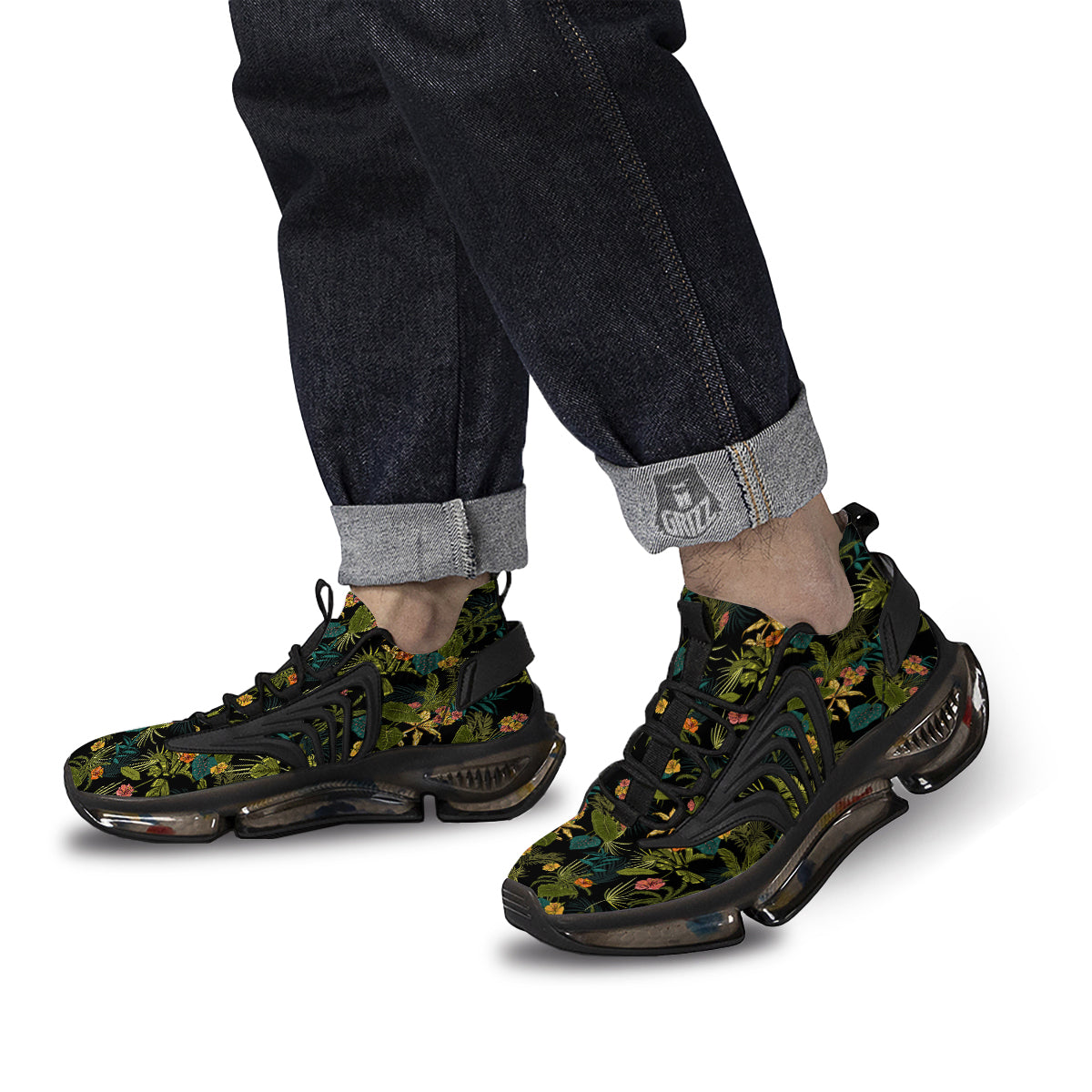 Aloha Hibiscus Tropical Print Pattern Black Gym Shoes-grizzshop
