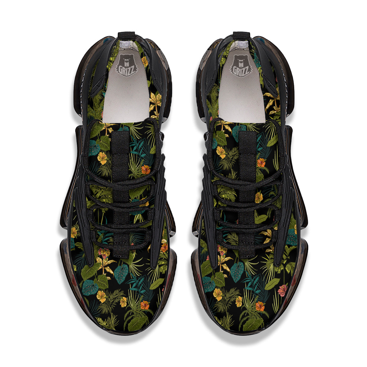 Aloha Hibiscus Tropical Print Pattern Black Gym Shoes-grizzshop
