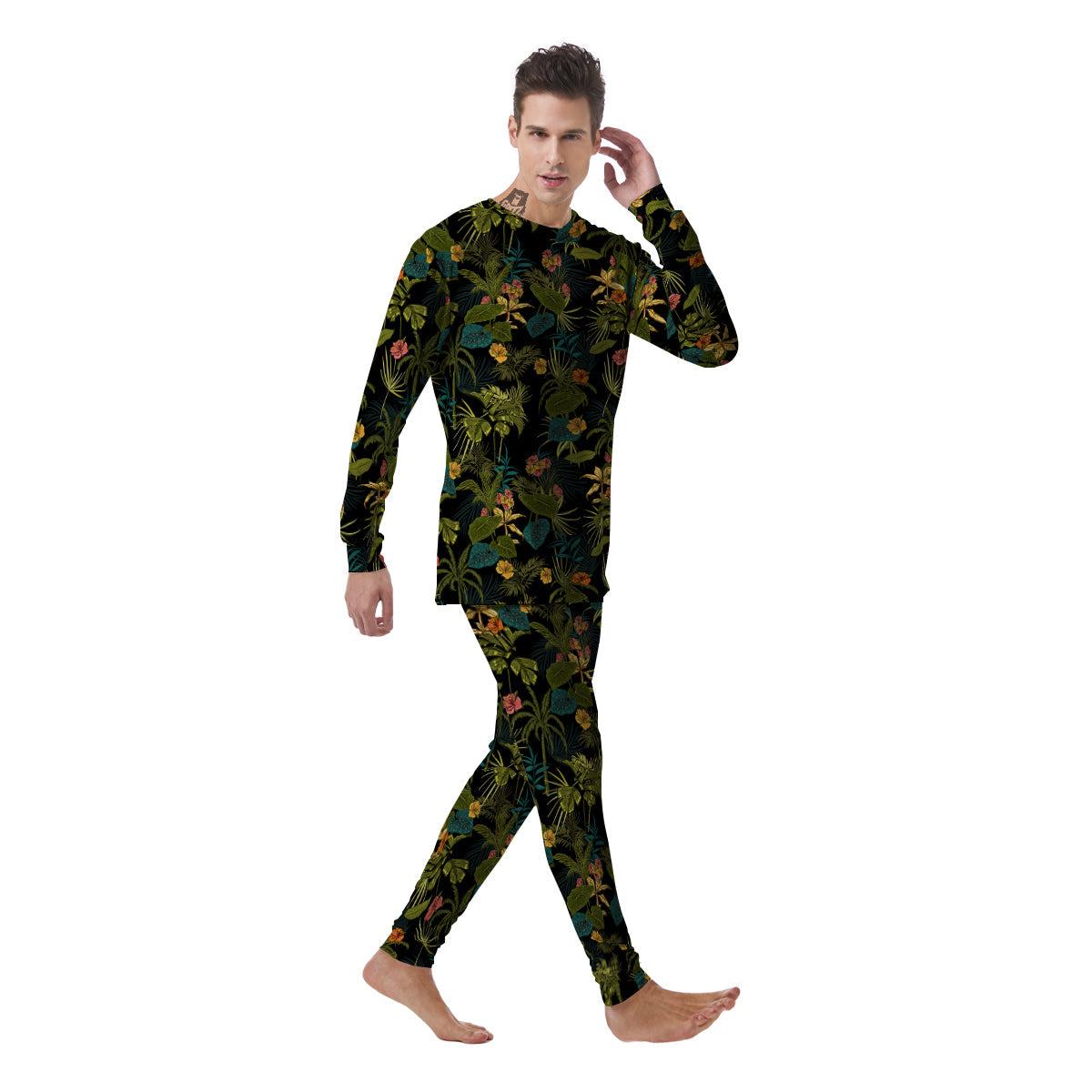 Aloha Hibiscus Tropical Print Pattern Men's Pajamas-grizzshop