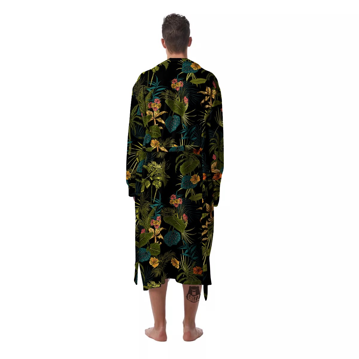 Aloha Hibiscus Tropical Print Pattern Men's Robe-grizzshop