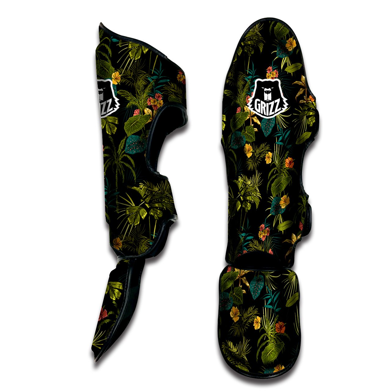 Aloha Hibiscus Tropical Print Pattern Muay Thai Shin Guards-grizzshop