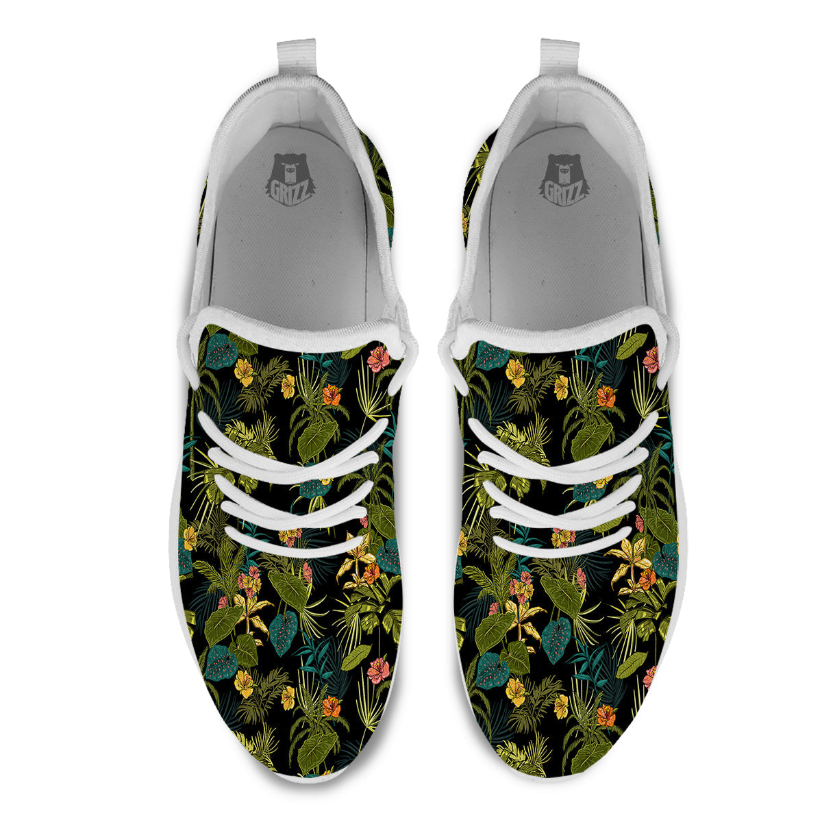 Aloha Hibiscus Tropical Print Pattern White Athletic Shoes-grizzshop