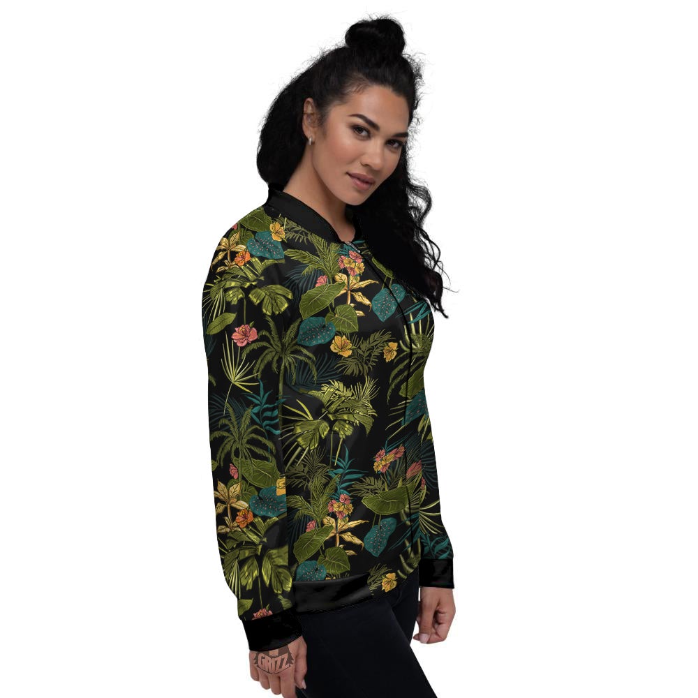 Aloha Hibiscus Tropical Print Pattern Women's Bomber Jacket-grizzshop