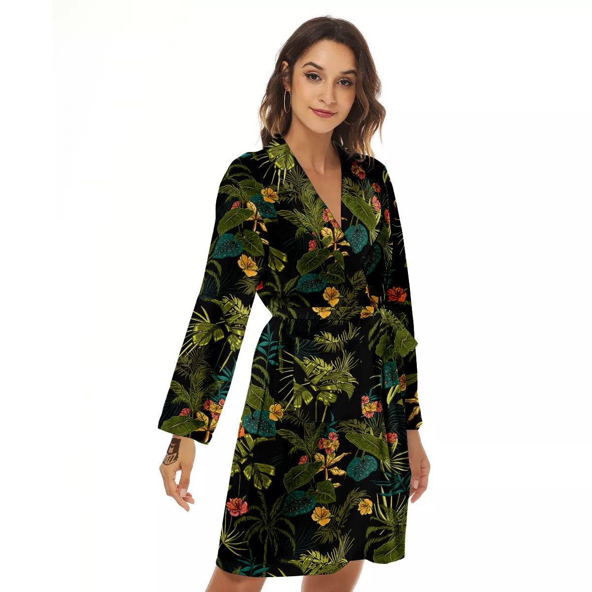 Aloha Hibiscus Tropical Print Pattern Women's Robe-grizzshop