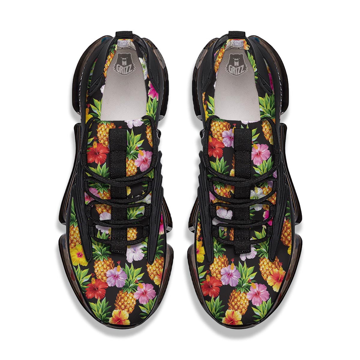 Aloha Pineapple Tropical Print Pattern Tropical Black Gym Shoes-grizzshop