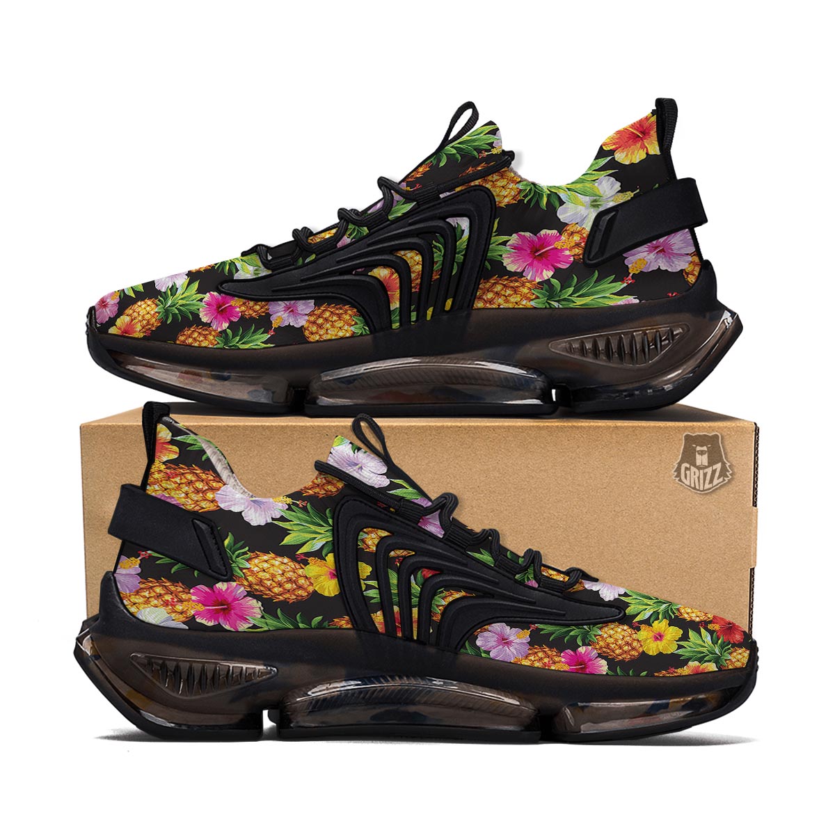 Aloha Pineapple Tropical Print Pattern Tropical Black Gym Shoes-grizzshop