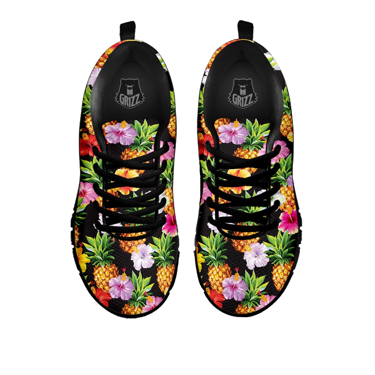 Aloha Pineapple Tropical Print Pattern Tropical Black Sneaker-grizzshop