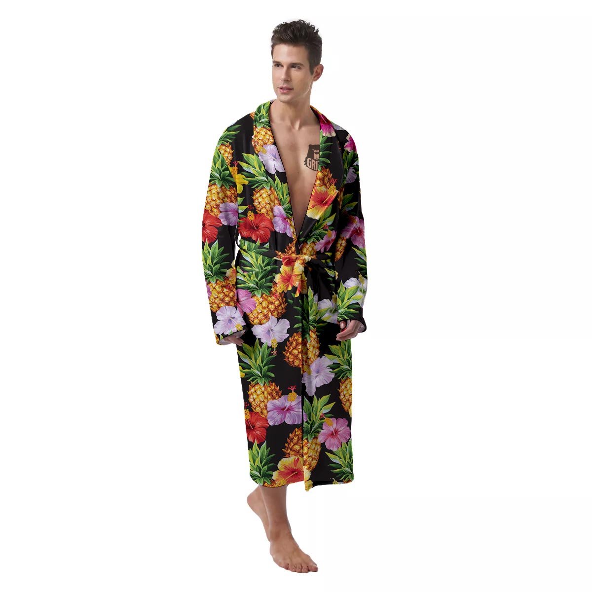 Aloha Pineapple Tropical Print Pattern Tropical Men's Robe-grizzshop
