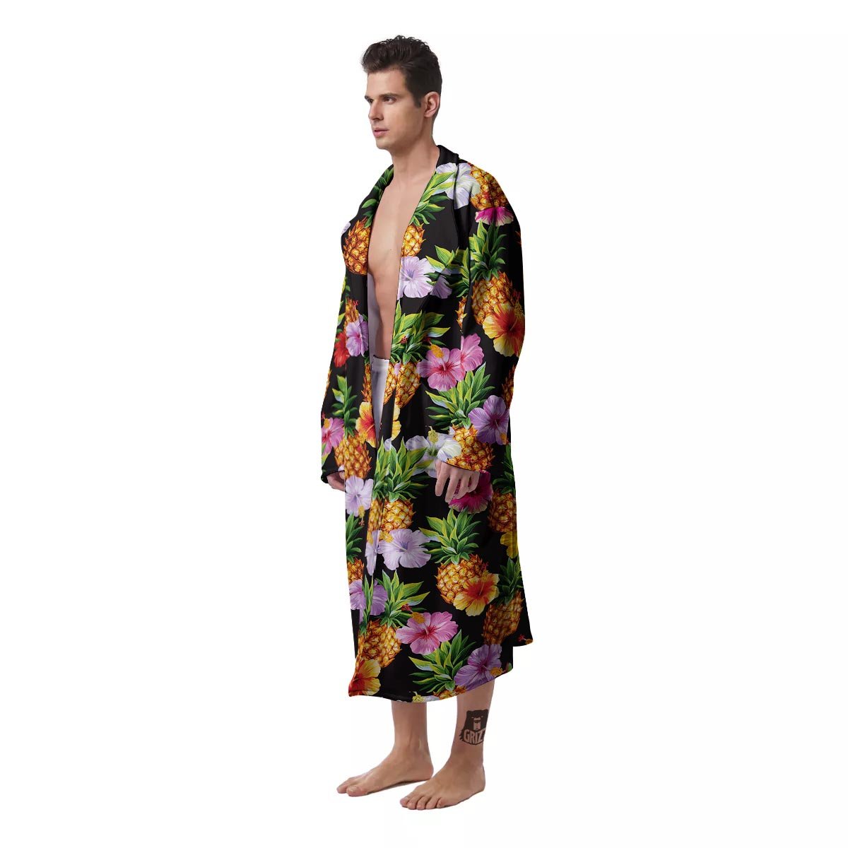 Aloha Pineapple Tropical Print Pattern Tropical Men's Robe-grizzshop