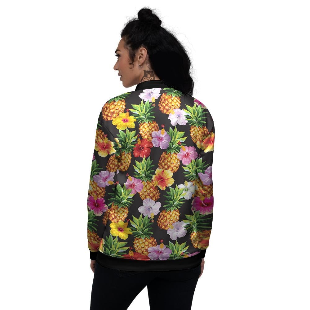 Aloha Pineapple Tropical Print Pattern Tropical Women's Bomber Jacket-grizzshop