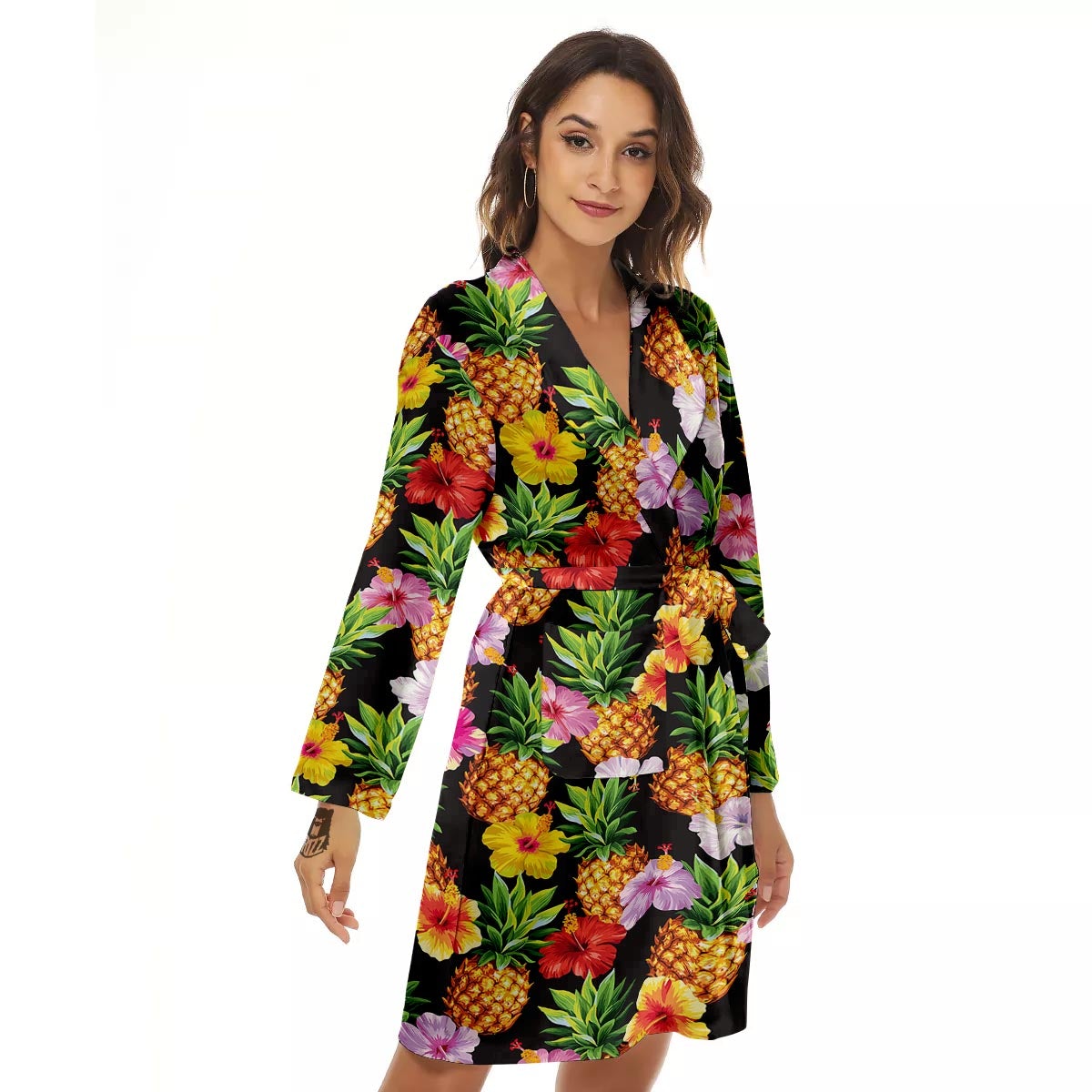Aloha Pineapple Tropical Print Pattern Tropical Women's Robe-grizzshop