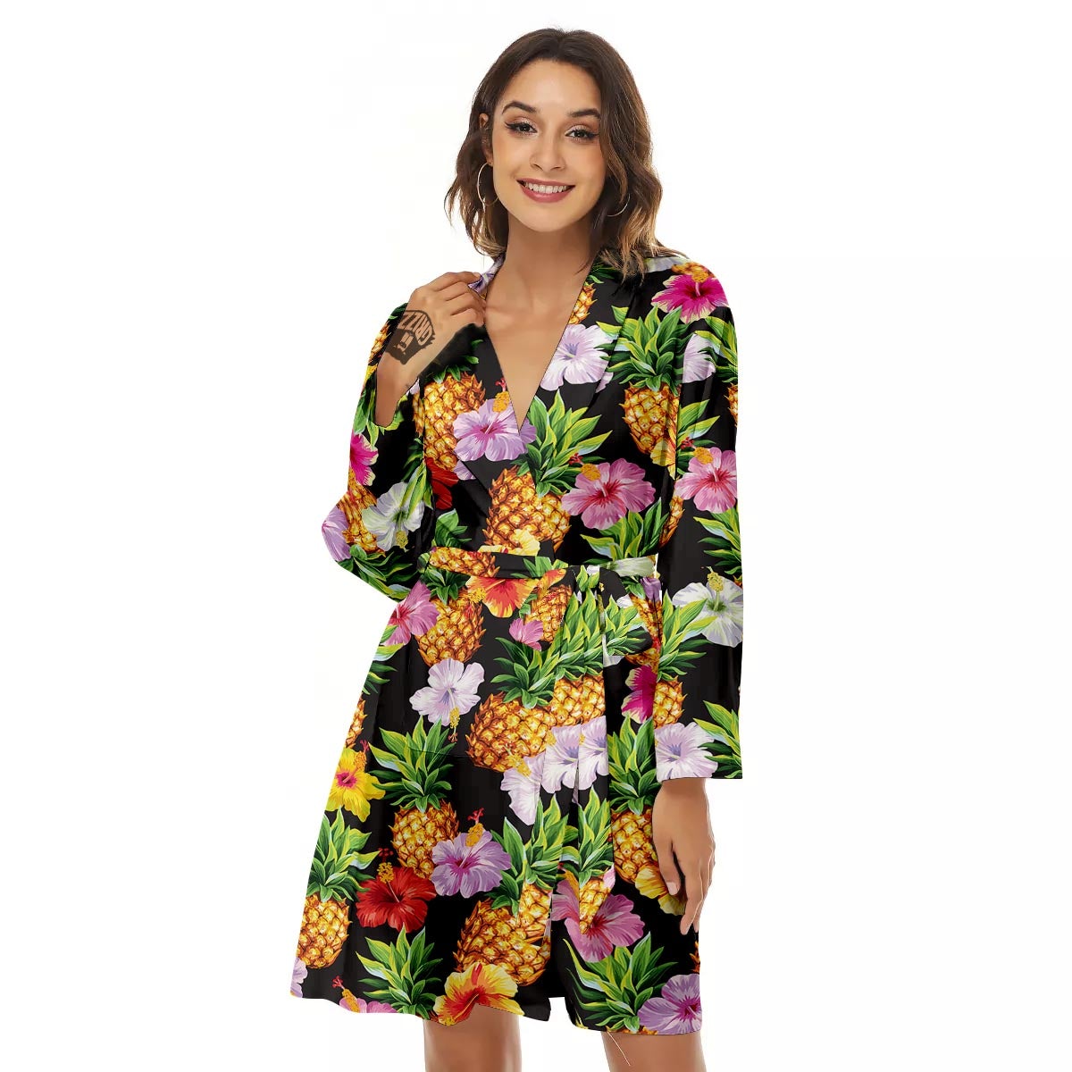 Aloha Pineapple Tropical Print Pattern Tropical Women's Robe-grizzshop