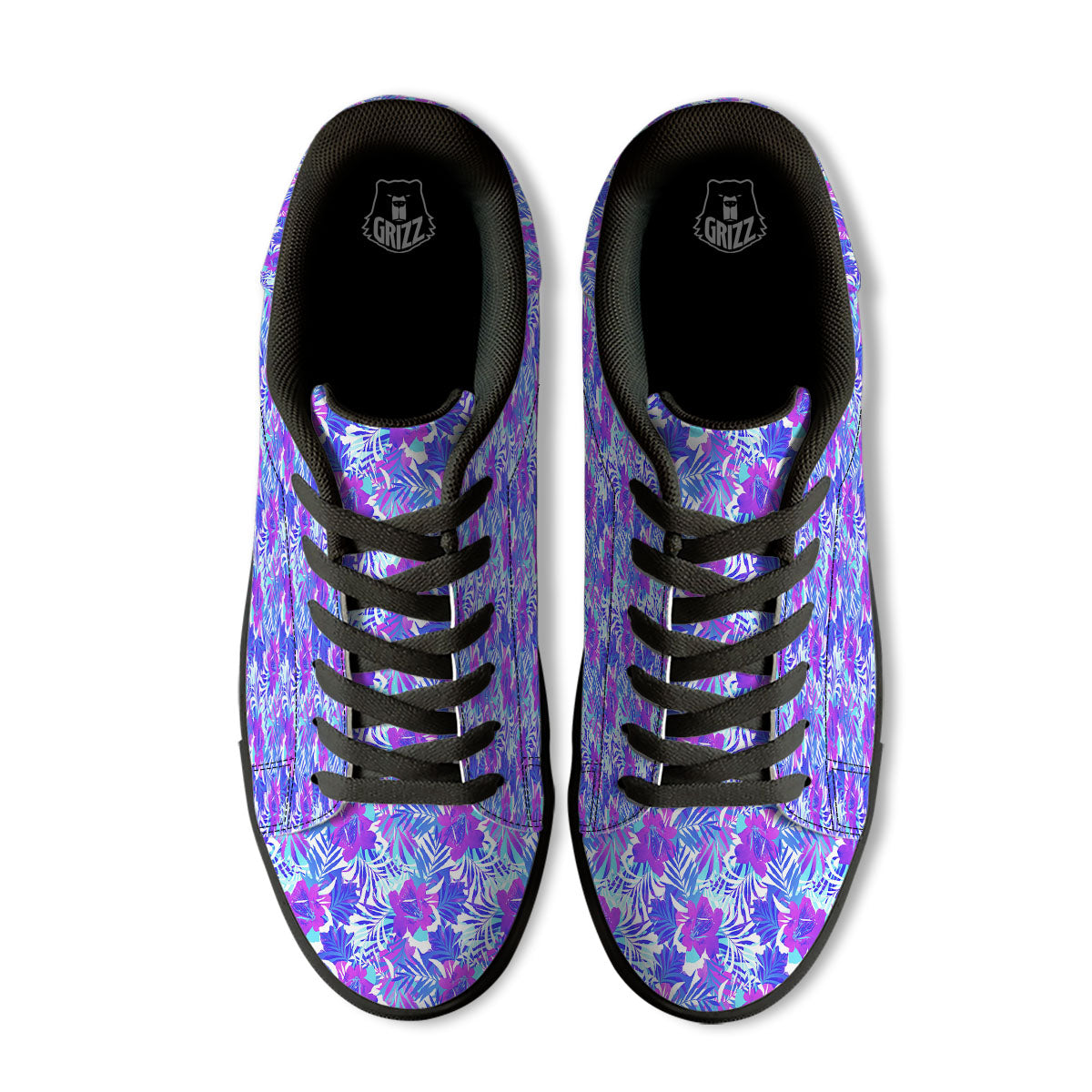 Aloha Psychedelic Tropical Print Pattern Black Low Top Sneakers-grizzshop