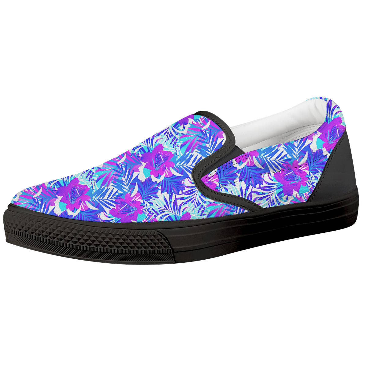 Aloha Psychedelic Tropical Print Pattern Black Slip On Shoes-grizzshop