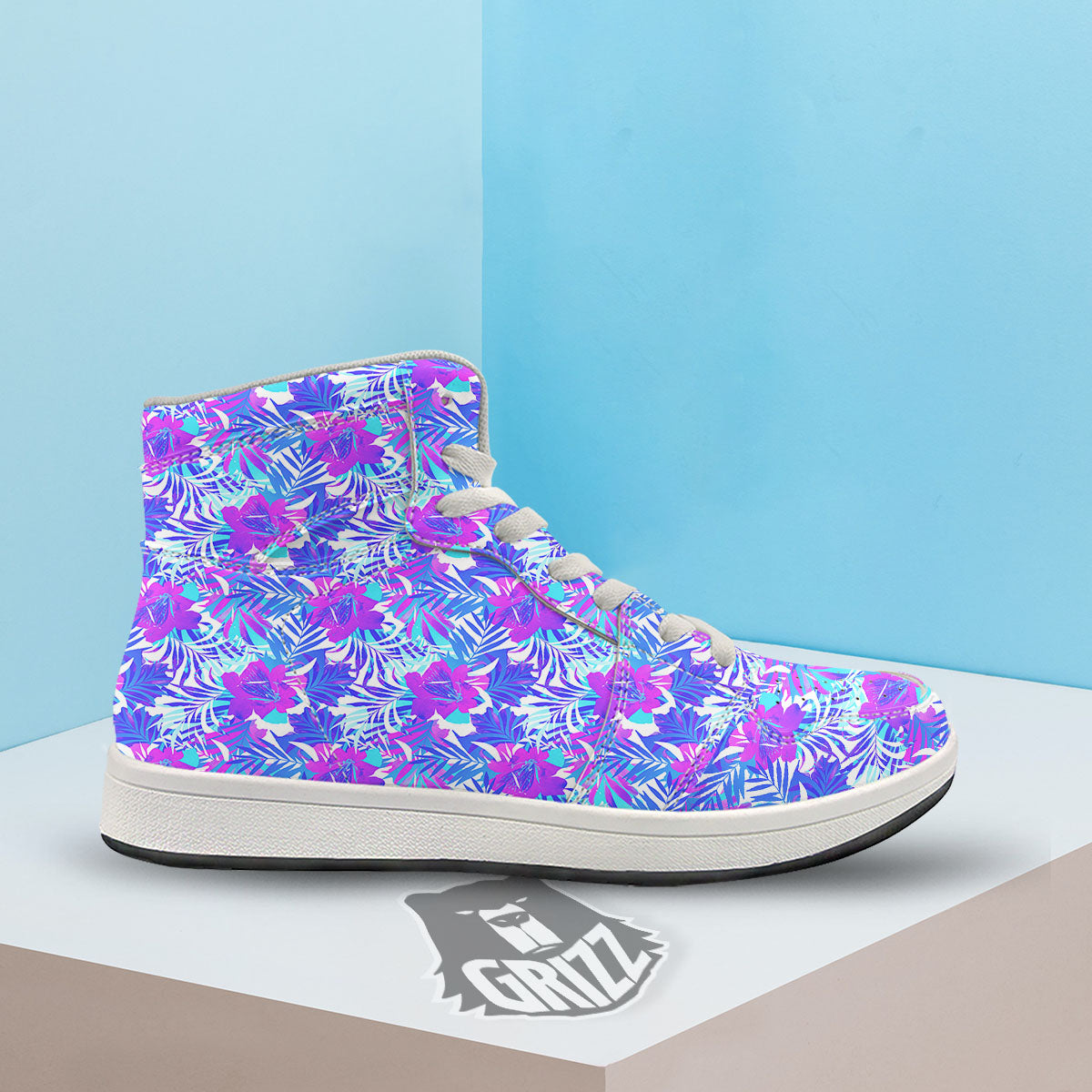 Aloha Psychedelic Tropical Print Pattern High Top Sneakers-grizzshop