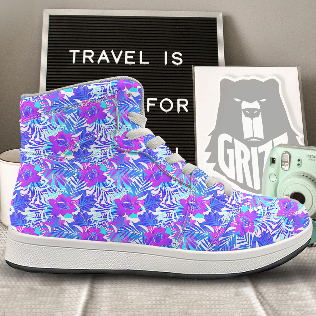 Aloha Psychedelic Tropical Print Pattern High Top Sneakers-grizzshop
