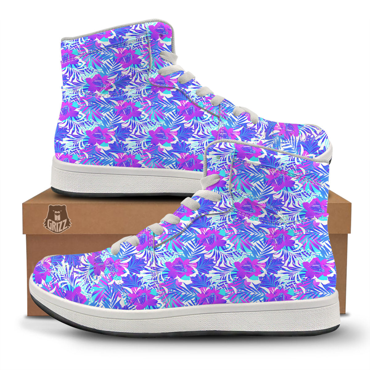 Aloha Psychedelic Tropical Print Pattern High Top Sneakers-grizzshop