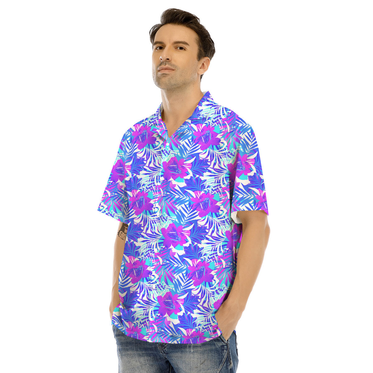 Aloha Psychedelic Tropical Print Pattern Men's Hawaiian Shirt-grizzshop