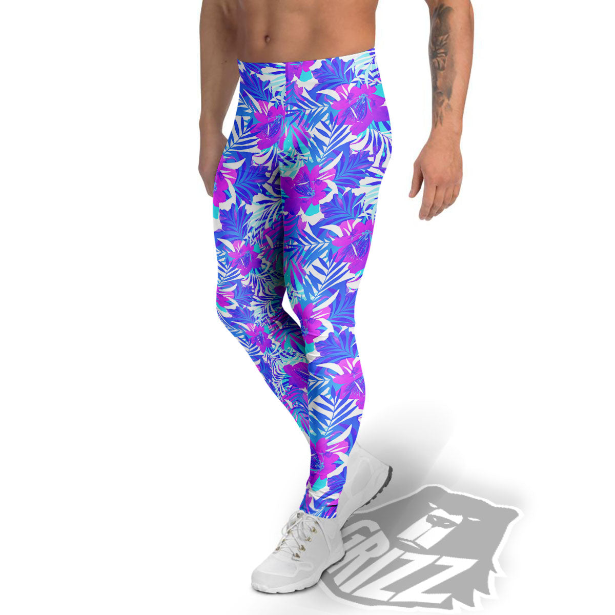 Aloha Psychedelic Tropical Print Pattern Men's Leggings-grizzshop