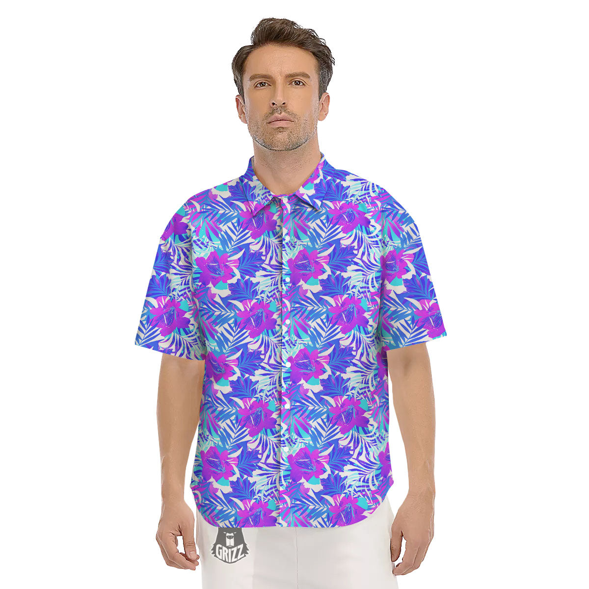 Aloha Psychedelic Tropical Print Pattern Men's Short Sleeve Shirts-grizzshop