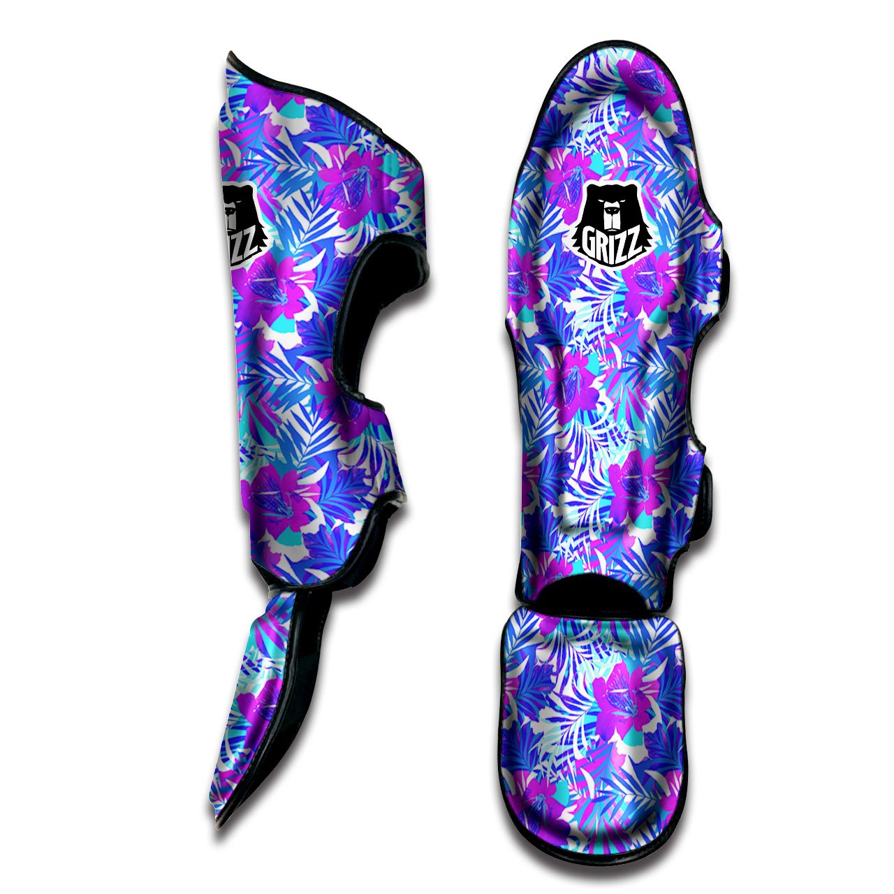 Aloha Psychedelic Tropical Print Pattern Muay Thai Shin Guards-grizzshop