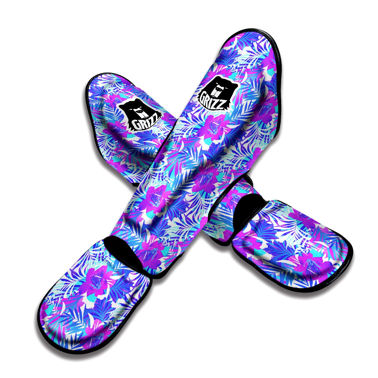 Aloha Psychedelic Tropical Print Pattern Muay Thai Shin Guards-grizzshop