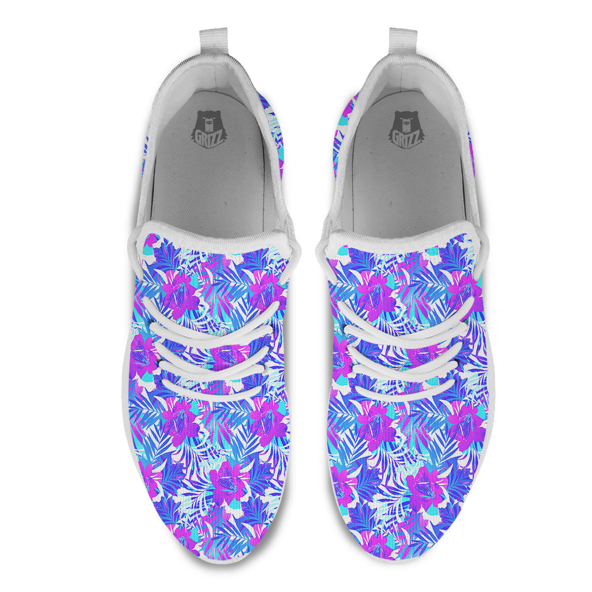 Aloha Psychedelic Tropical Print Pattern White Athletic Shoes-grizzshop