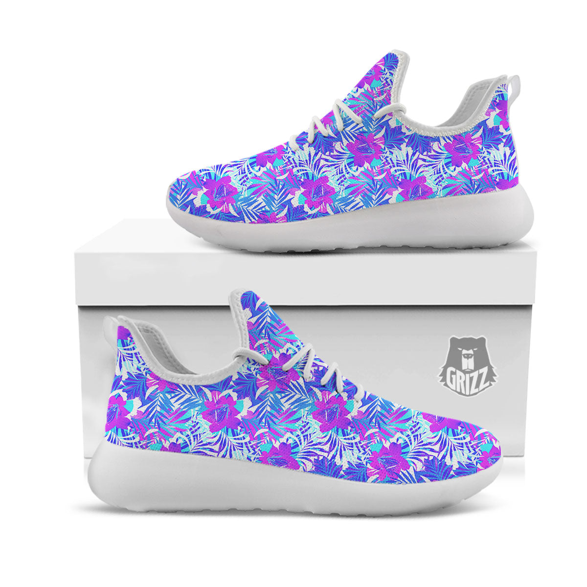 Aloha Psychedelic Tropical Print Pattern White Athletic Shoes-grizzshop