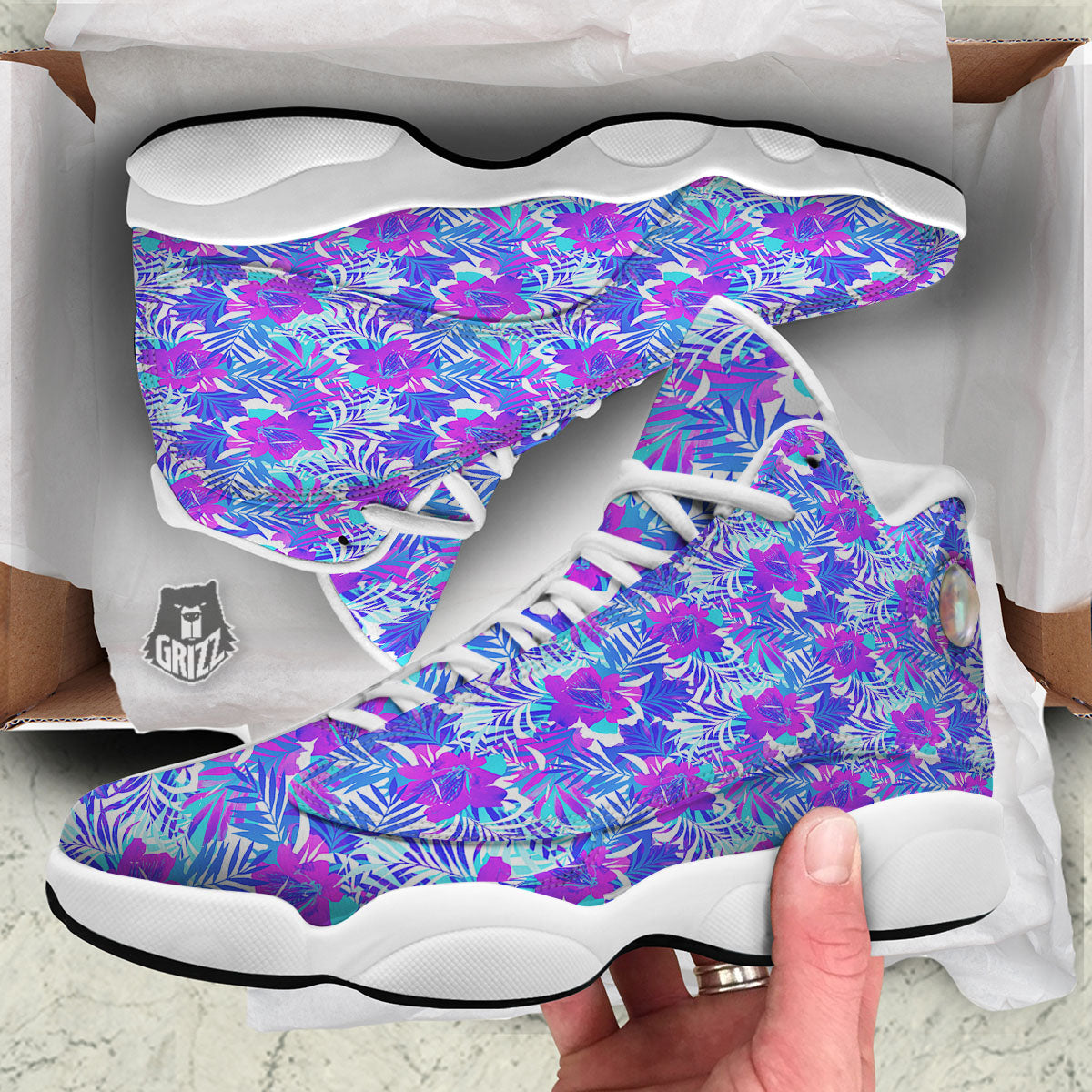 Aloha Psychedelic Tropical Print Pattern White Basketball Shoes-grizzshop