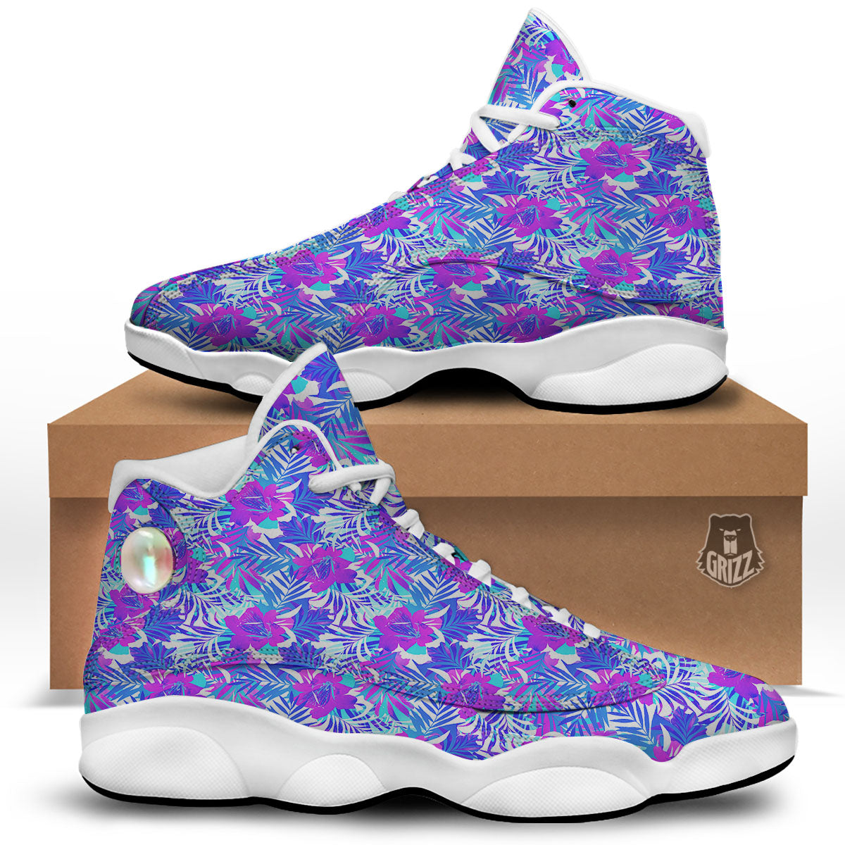 Aloha Psychedelic Tropical Print Pattern White Basketball Shoes-grizzshop