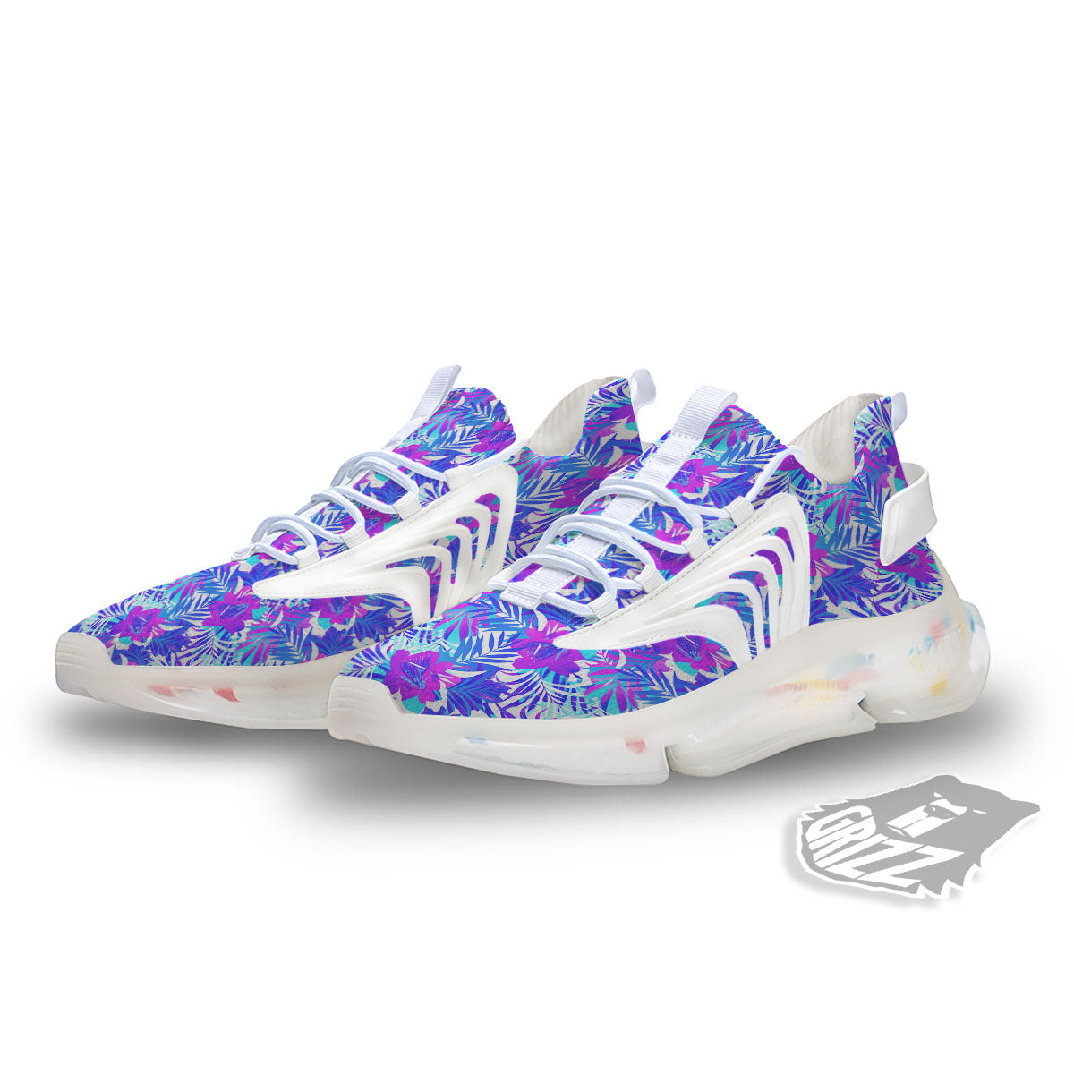 Aloha Psychedelic Tropical Print Pattern White Gym Shoes-grizzshop