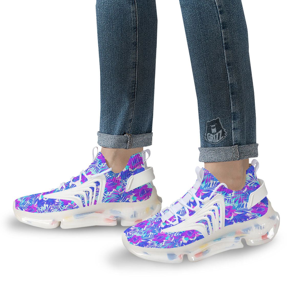 Aloha Psychedelic Tropical Print Pattern White Gym Shoes-grizzshop