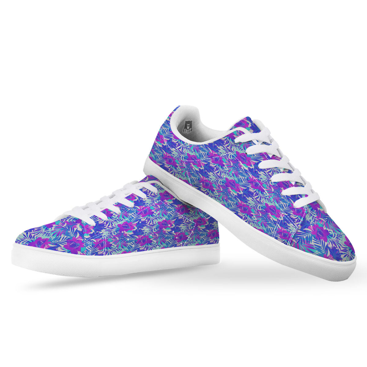 Aloha Psychedelic Tropical Print Pattern White Low Top Sneakers-grizzshop