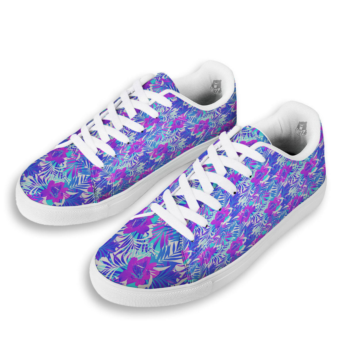 Aloha Psychedelic Tropical Print Pattern White Low Top Sneakers-grizzshop