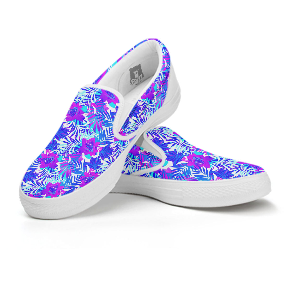 Aloha Psychedelic Tropical Print Pattern White Slip On Shoes-grizzshop