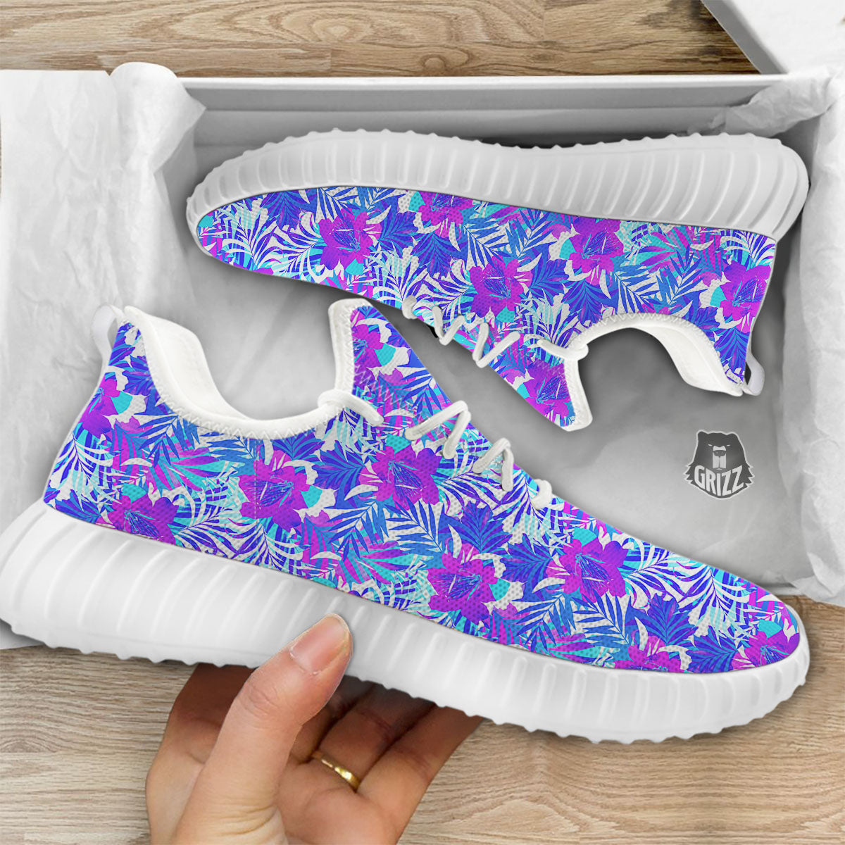 Aloha Psychedelic Tropical Print Pattern White Walking Shoes-grizzshop